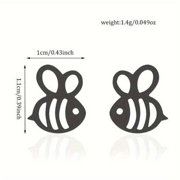 NEW Dainty Bumble Bee stud Earrings Black color - Boutique - Picture 3 of 5